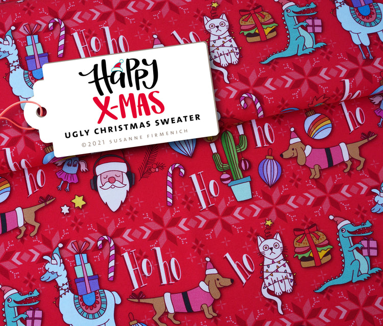 Ugly Christmas Sweater - HAPPY XMAS - Sweat rot