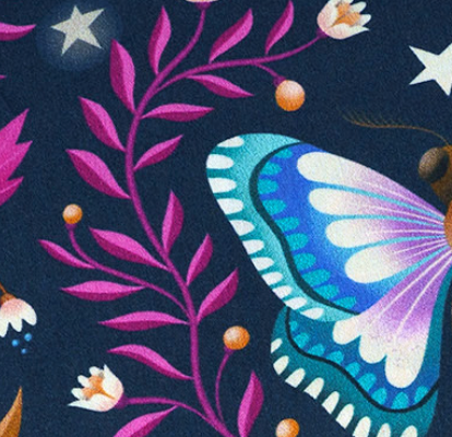 Midnight - LUNA MOTH - New Cotton Satin Webware