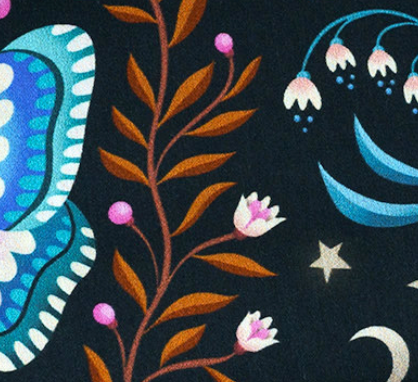 Midnight - LUNA MOTH - New Cotton Satin Webware