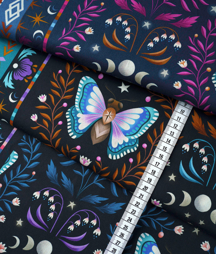 Midnight - LUNA MOTH - New Cotton Satin Webware