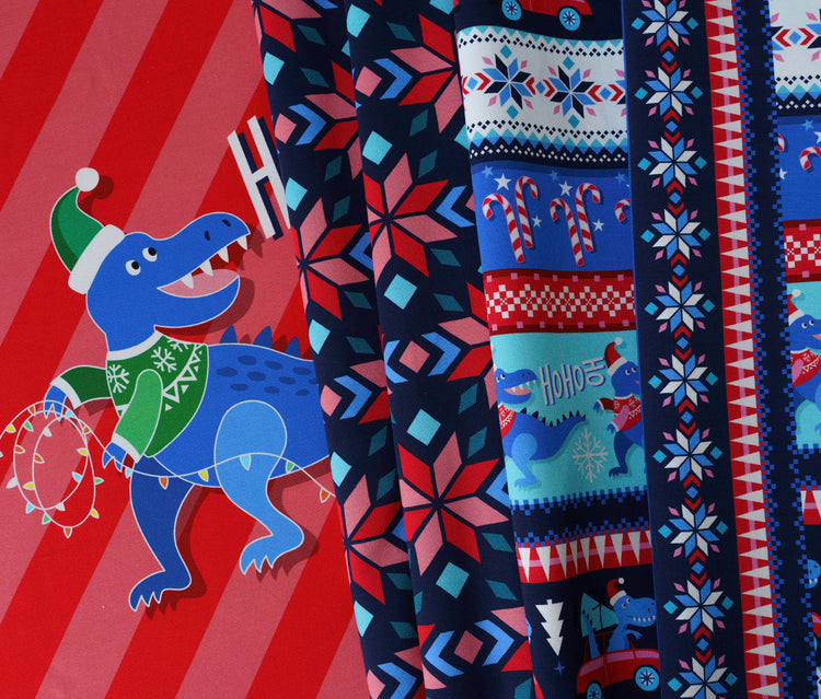 Ugly Christmas - HAPPY REXMAS Panel - blau