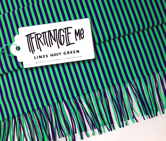 Fringe Me Cotton - LINES NAVY GREEN - Fransenjersey