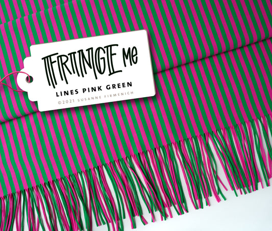Fringe Me Cotton - LINES PINK GREEN - Fransenjersey